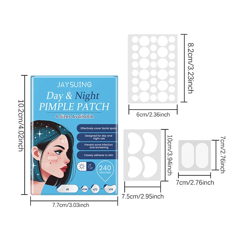 240pcs Repair Acne Patch Facial Skin Care Fade Blemishes Pimple Marks Closed Acne Blemishes Cover Acne Pimple Repair Patch