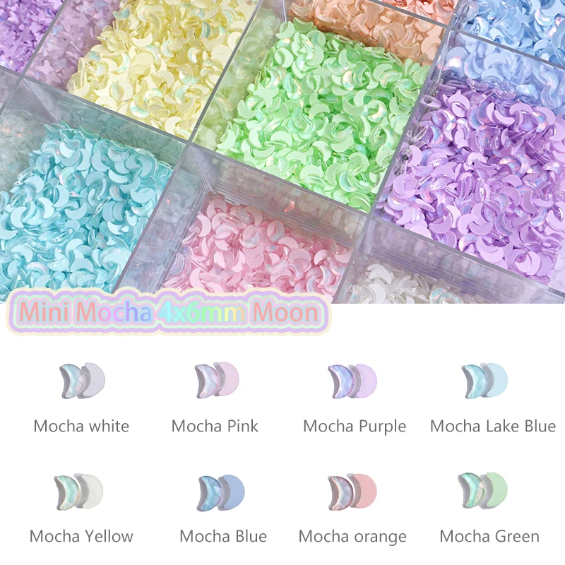 2023 Mocha 8-Color Shiny Moon 4x6MM Flat Back Glass Crystal Diamond DIY Nail Rhinestone Decoration Accessories 30/100Pcs