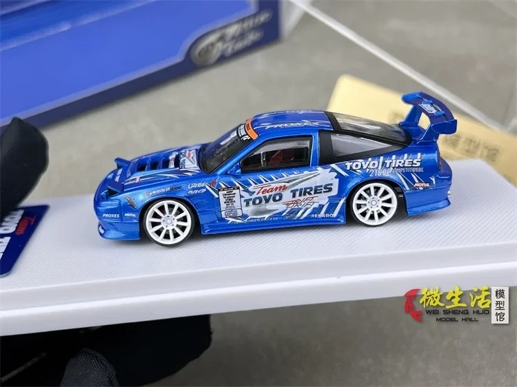 Klaar voorraden MicroTurbo 1:64 180SX Metallic Blauw Verjaardagscadeaus Hobby Display Simulatie Collectie Modelauto