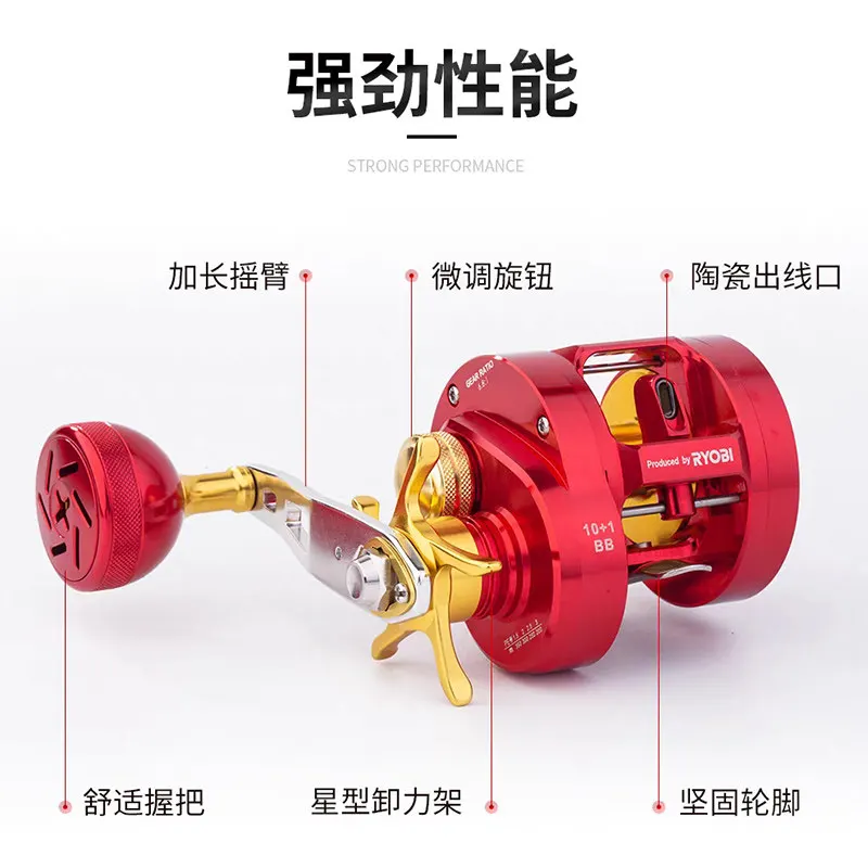 RANMI FIGHT SHARKS Slow Jigging Fishing Reel Drum Wheel Max Drag 12KG Saltwater wheel