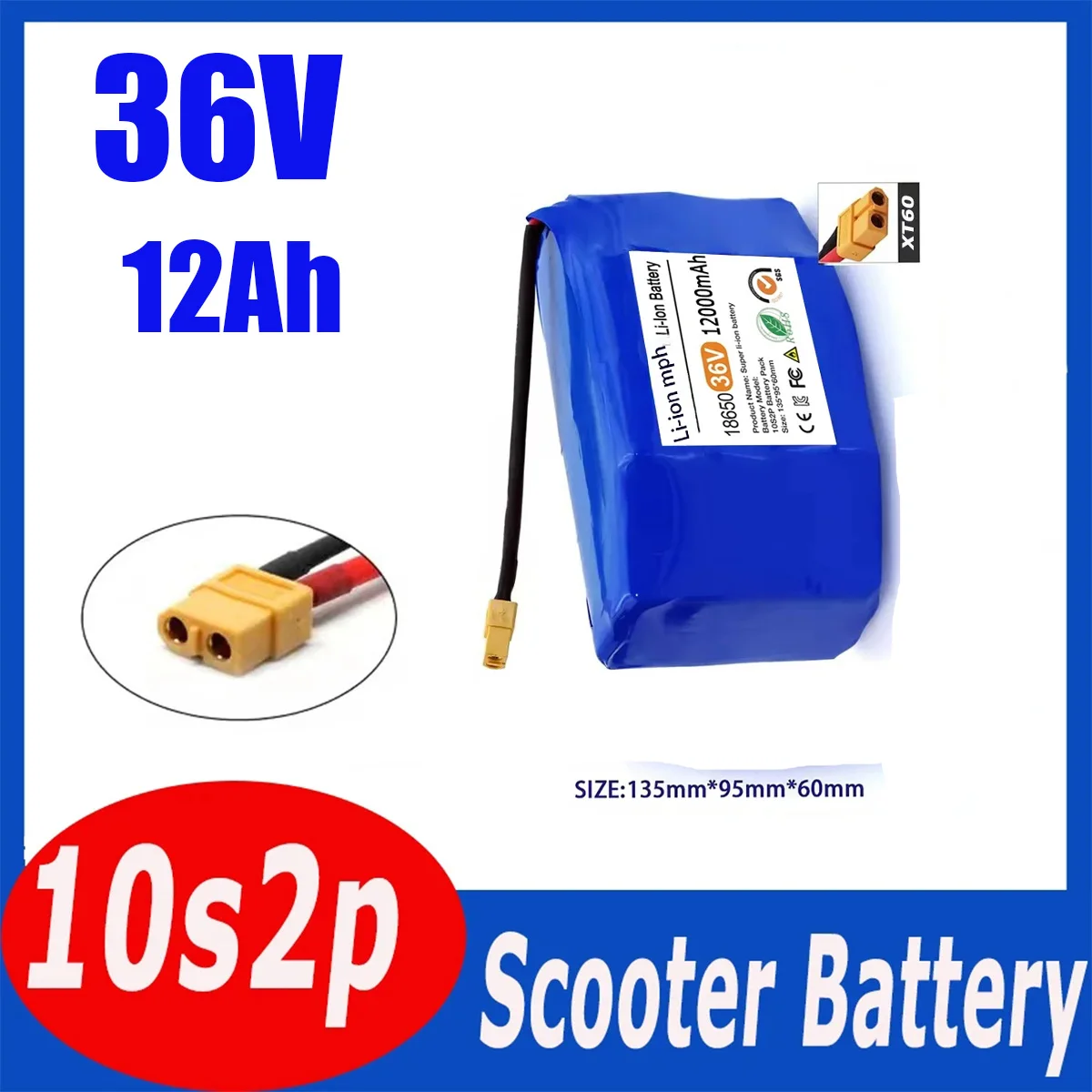 

36V Battery pack 12000mAh Rechargeable Lithium ion battery for Electric self balancing Scooter HoverBoard unicycle