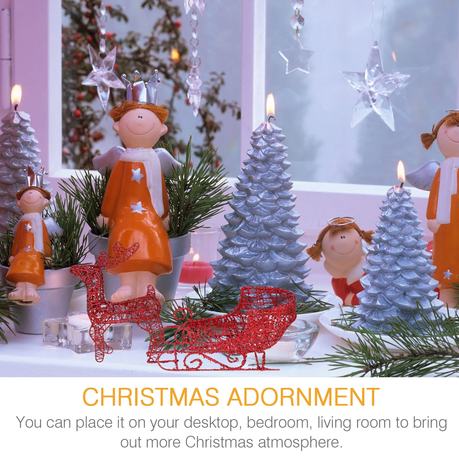 

Christmas Reindeer Set Desktop Decorative Ornament Holiday Festival Prop Xmas Car Fine Craftsmanship Premium Material Joyful