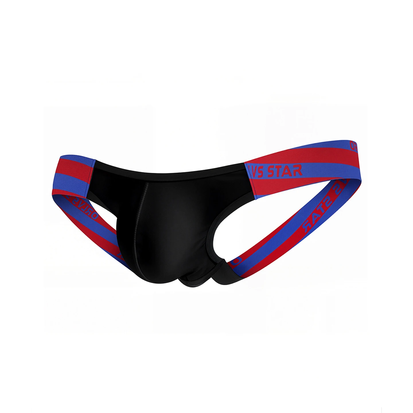 Men Jockstrap Underwear High Elastic Cotton Thongs with Colorful Stripe Waistband Breathable Comfortable Athletic Underpants