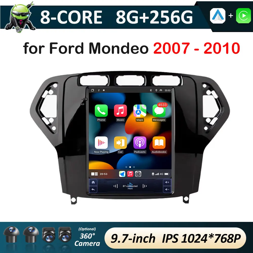 Car Multimedia Video Radio Player 9.7 inch for Ford Mondeo 2007 - 2010 Cooling fan Android 16 Wireless Carplay Auto Tools