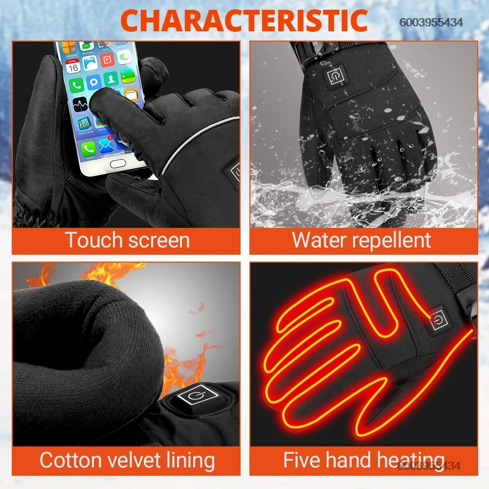 Moto Heated Gloves 8500mah Rechargeable Self Heating Gloves Outdoor Windproof Electric Heating Skiing Gloves Men view 4