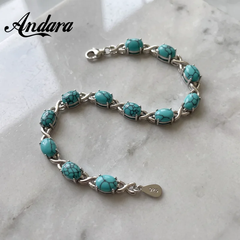Andara 925 Sterling Silber Türkis Armband für Damen Erschwinglicher Luxusschmuck Geschenk Verlobung – Detail 3