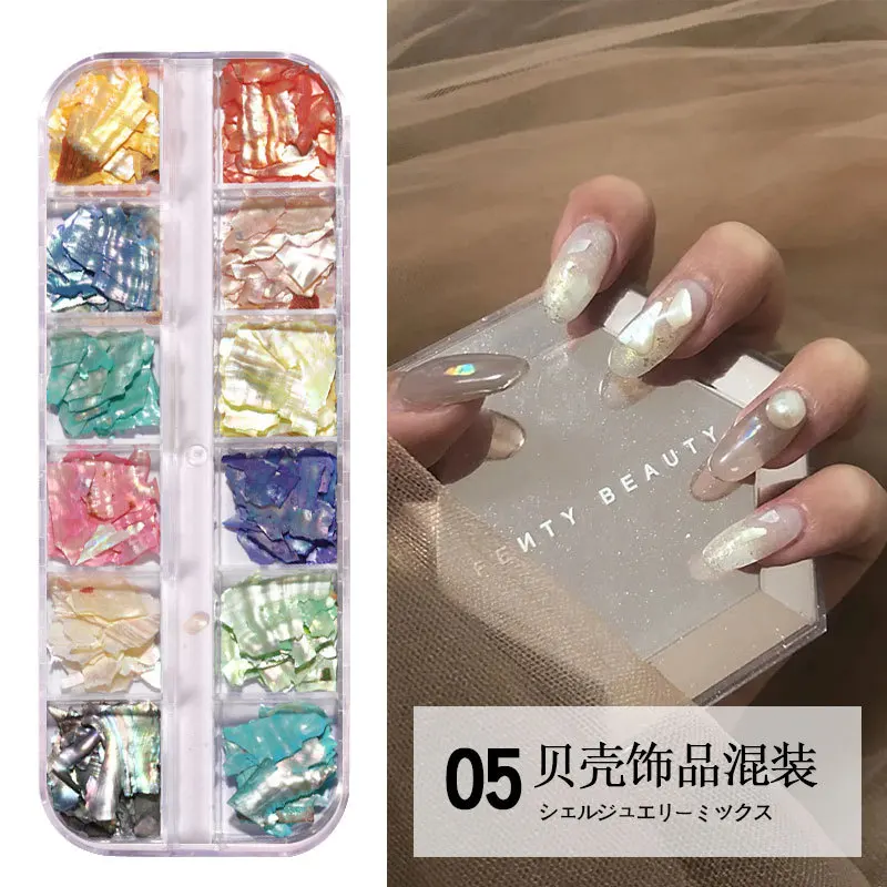 Nail Art Aurora Shell płatki Abalone paznokcie Charms 3D nieregularny plaster muszla kamień cekiny zdobienie paznokci dekoracje akcesoria do Manicure — zdjęcie 6