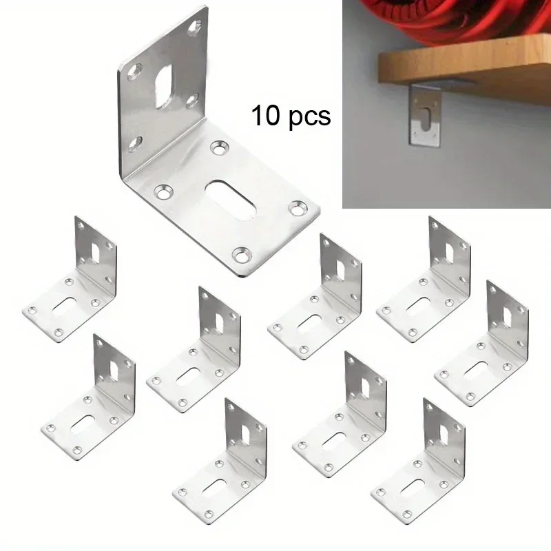 

10pcs DIY Plates for Wood Fixing Connector Fixing Brackets Shape Brackets Flat Corner Brace Plates Metal Repair Stainless Steel