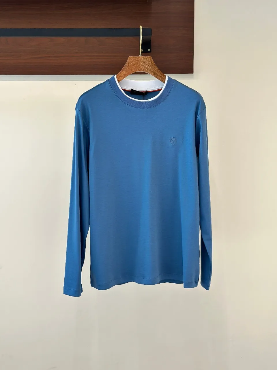 

Loro Men's High-End Pure Cotton Embroidered Long Sve T-irt Comfortable Underwear Soft Skin-Friendly Base irt