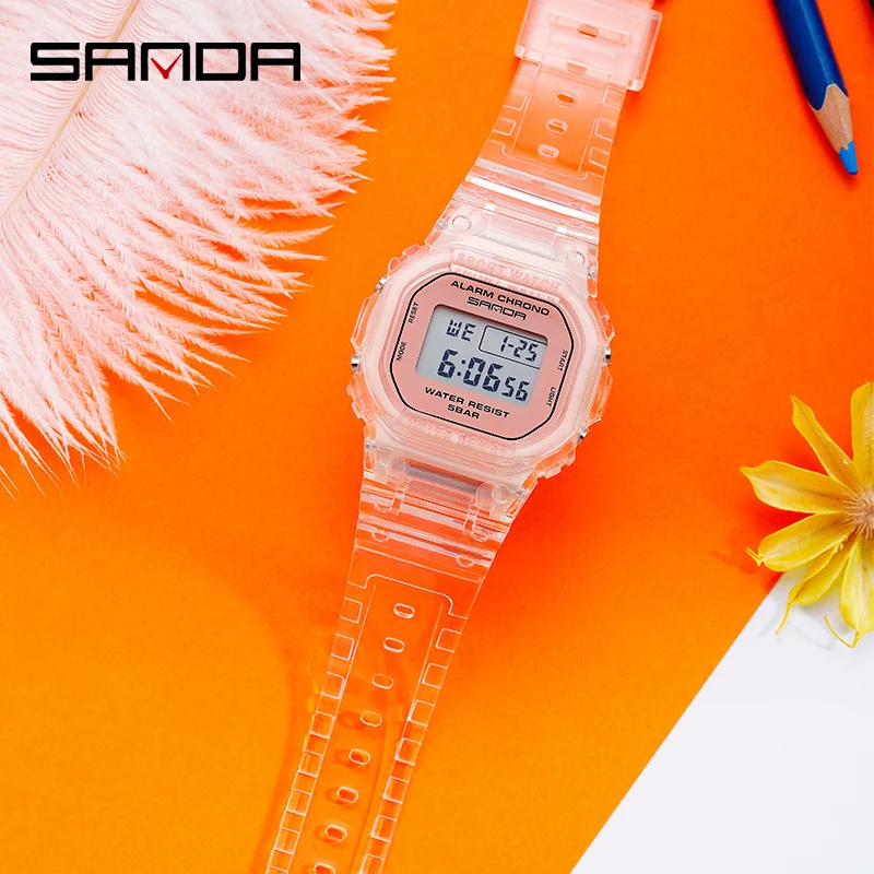 SANDA 2009 Student Square Electronic Watch Creative Sports Waterproof Luminous Wristwatches for Boy and Girl Watches Gift