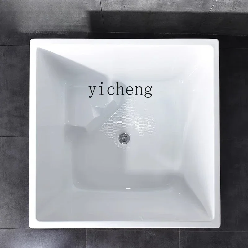 B24- Small Apartment Square Bathtub Independent Deepened Couple Double Adult Household Sitting Bath Basin
