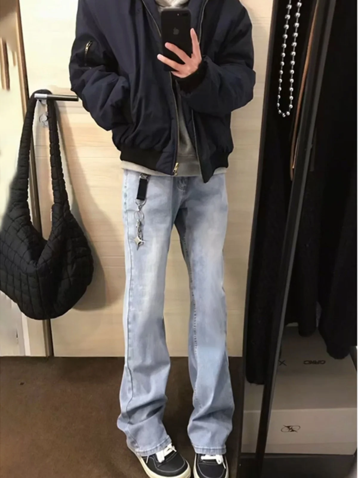 

Мужские джинсы Cleanfit Ice Blue, расклешенные, с широкими штанинами, прямого кроя, весенне-осенние, в американском стиле, утягивающие, молодежные, модные