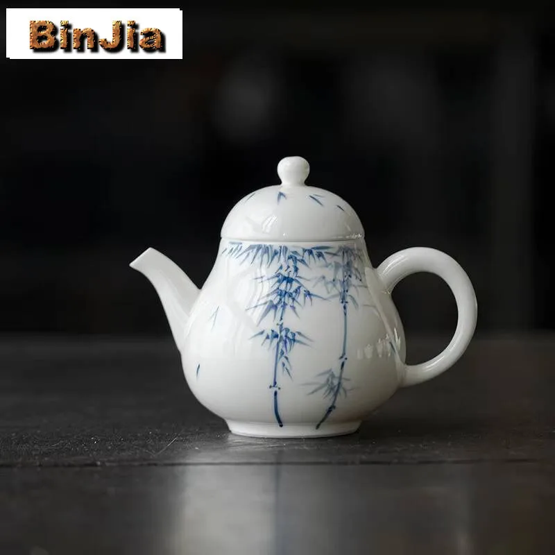 

150 мл чайник ручной работы из нефритовой глины, бамбуковый чайник ручной росписи с шариковым фильтром, эстетический чайник, чайная посуда, подарочные принадлежности