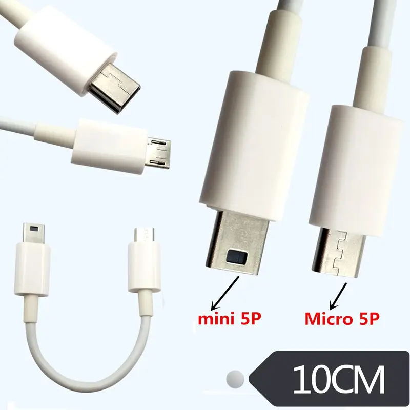 10cm V3 to V8 Adapter Cable Mini USB Male to Micro USB Male Mini T-Port 5-Pin Male Data Cable