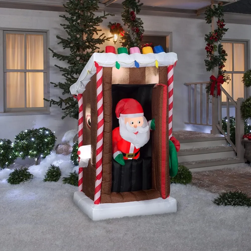 

Animated Christmas Airblown Inflatable Santa's Outhouse, 6 ft Tall, Multi