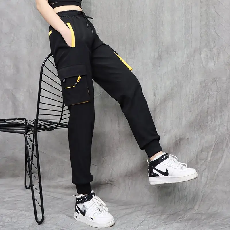 

Spring and Autumn Women's High Waist Ankle-Tied Hip Hop Overalls Loose Slimming Student Ins Trendy Cargo Pants Sweatpants Women