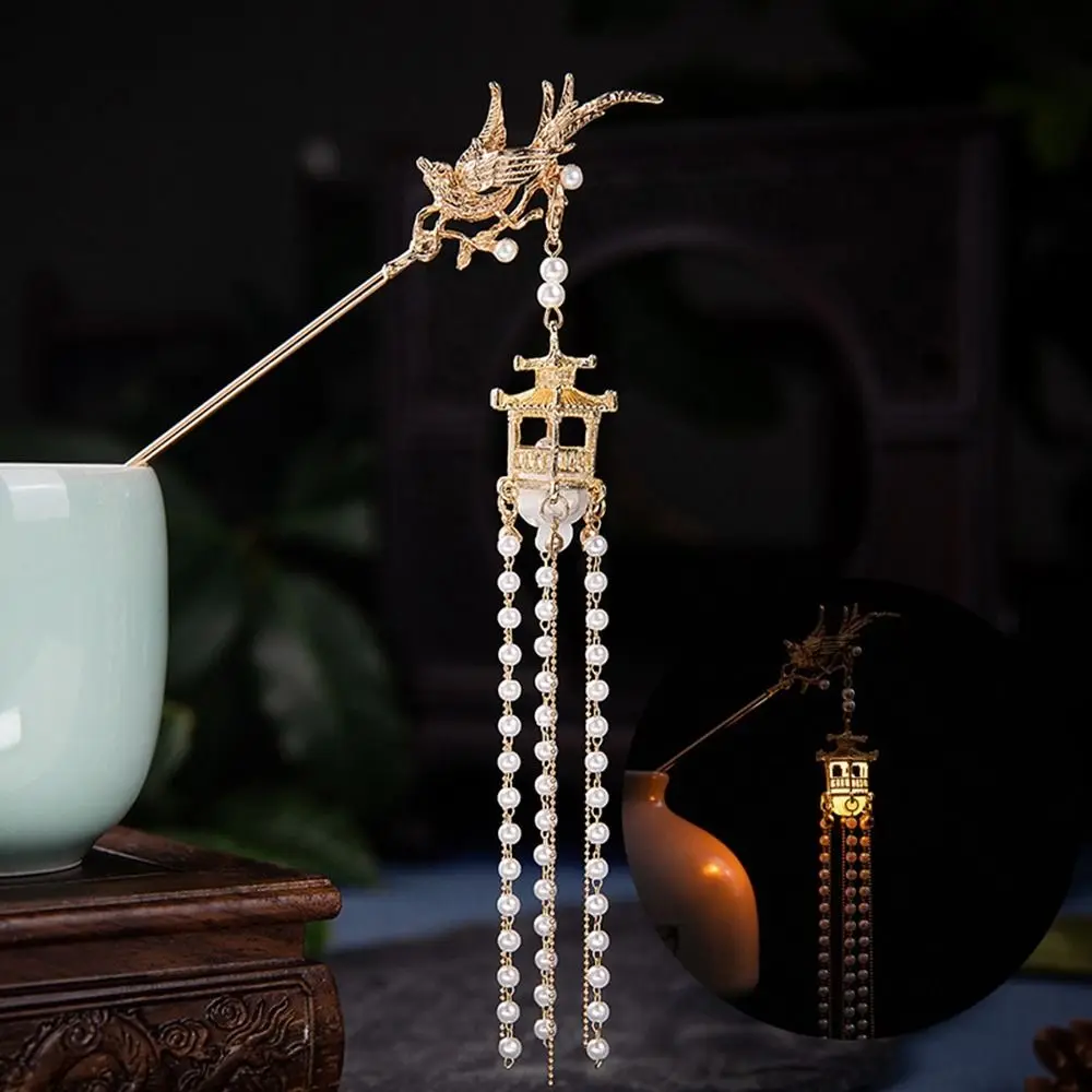 

Pendant Pearl Glow Hairpin Alloy Flower Ancient Style Hairpin Hanfu Hair Sticks Girl Hair Accessories Chinese Style Headwear