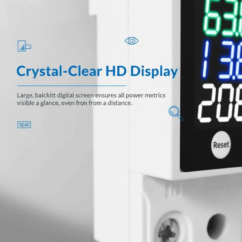 

Home Energy Meter AC30-400V Digital Din Rail Voltmeter Accurate Electricity Usage Monitor and Voltage Reader for Office