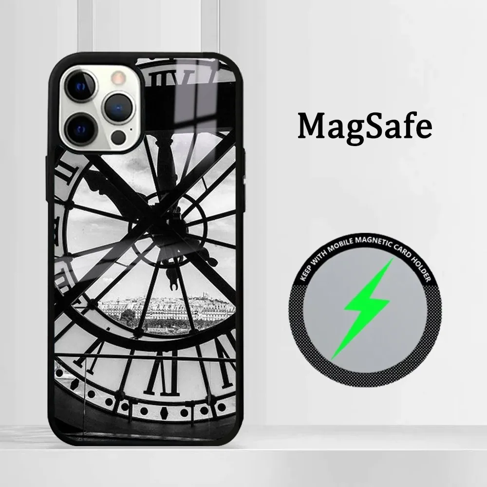 Classic Black Landscape Phone Case For iPhone 15 14 13 12 11 Pro Max Plus Mini Mirror Magnetic Cover