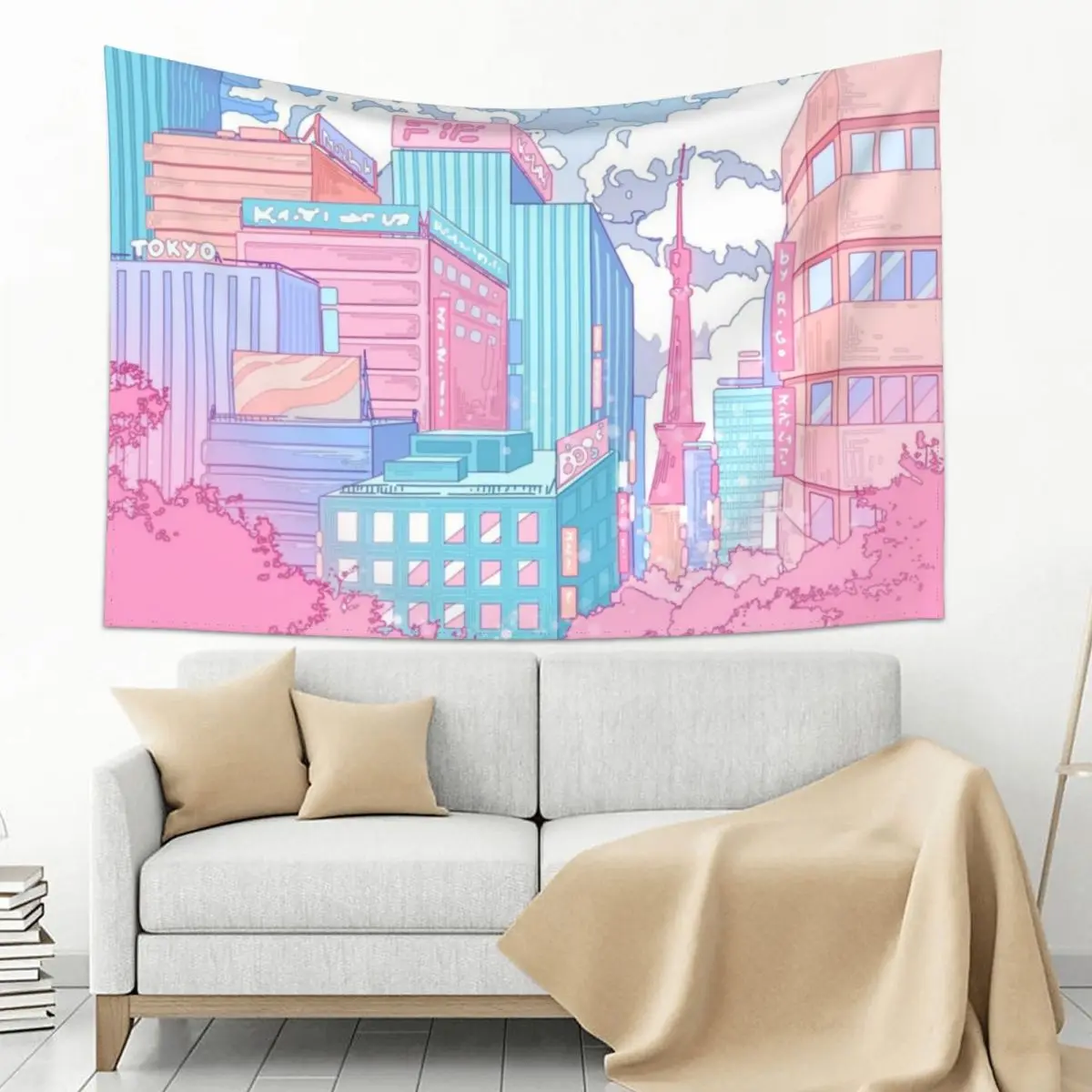 

Thepastel Tokyo cityscape Tapestry Tapete For The Wall Living Room Decoration Aesthetic Home Decor Tapestry