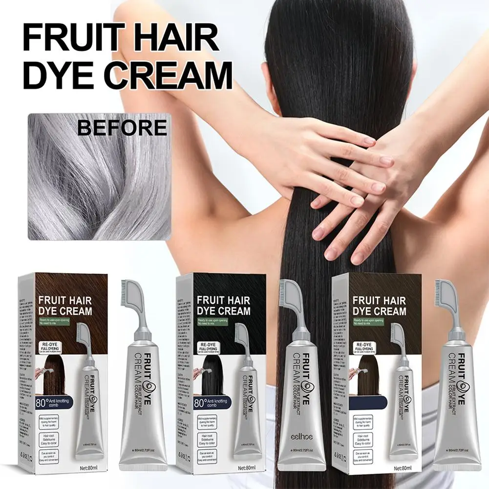 Fruit Hair Dye Cream Plant Extract Hair Dye Essence with Comb Hair Dye Shampoo Botanical Bubble Hair Dye Hair Color Non-Damaging