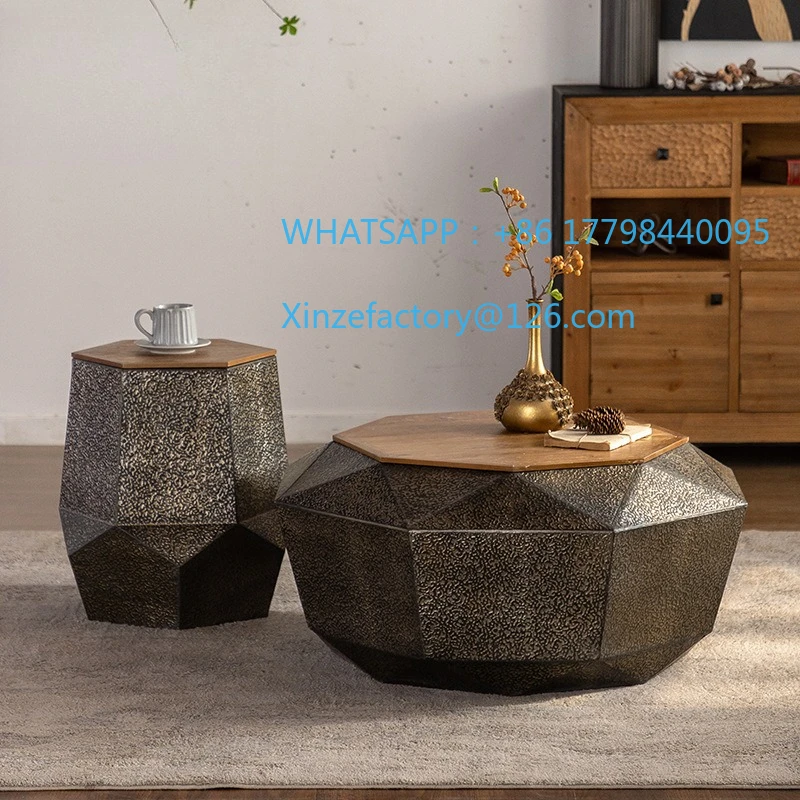 Customizable Medieval Wrought Iron Diamond Coffee Table Modern Creative Living Room Hotel Sales Department Model Room Round