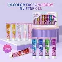 10 Pièces de Gel Pailleté pour le Corps, Cosmétiques Pailletés pour le Visage de Carnaval Adaptés aux Femmes, Paillettes Épaisses et Brillantes pour Cheveux, Accessoires de Carnaval 3