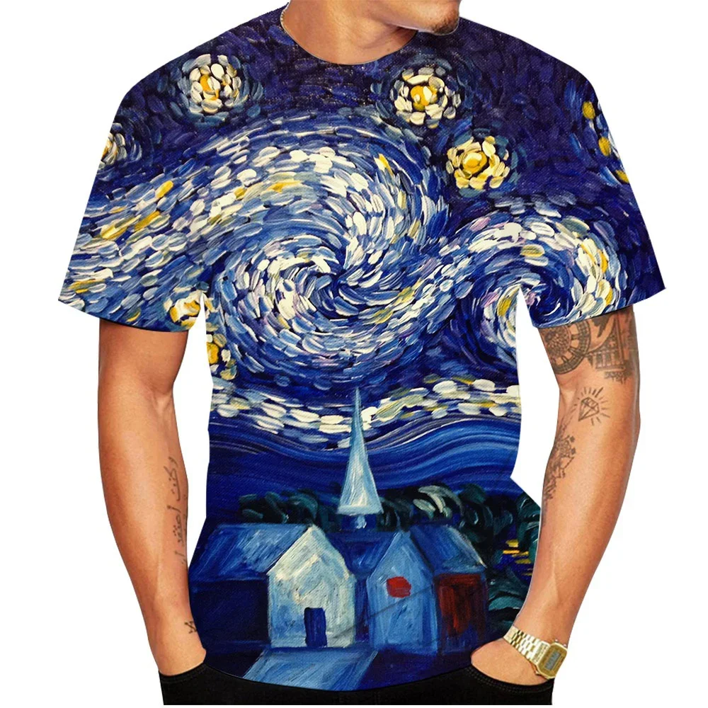

Van Gogh Art T Shirts Flower Floral 3D Print Men Woman Streetwear Short Sleeve T-Shirt Oversized Harajuku Men Tops Tees Clothing