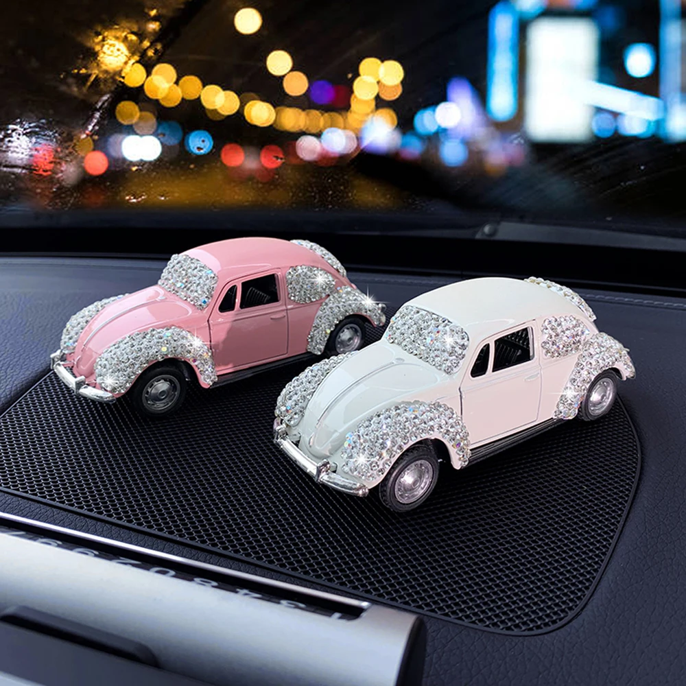 Luxury Rhinestone Car Dashboard Ornaments Diamond Lovely Small Vehicle Model Ornaments Bling Auto Interior Accessories for Women
