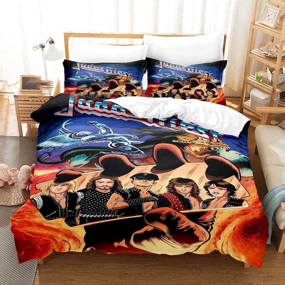 Imagem -02 - Judas Priest3d Conjunto de Cama Impresso para Crianças e Adultos Capa de Edredão Fronha Gêmeo Queen Size Meninos Meninas Têxteis-lar Moda