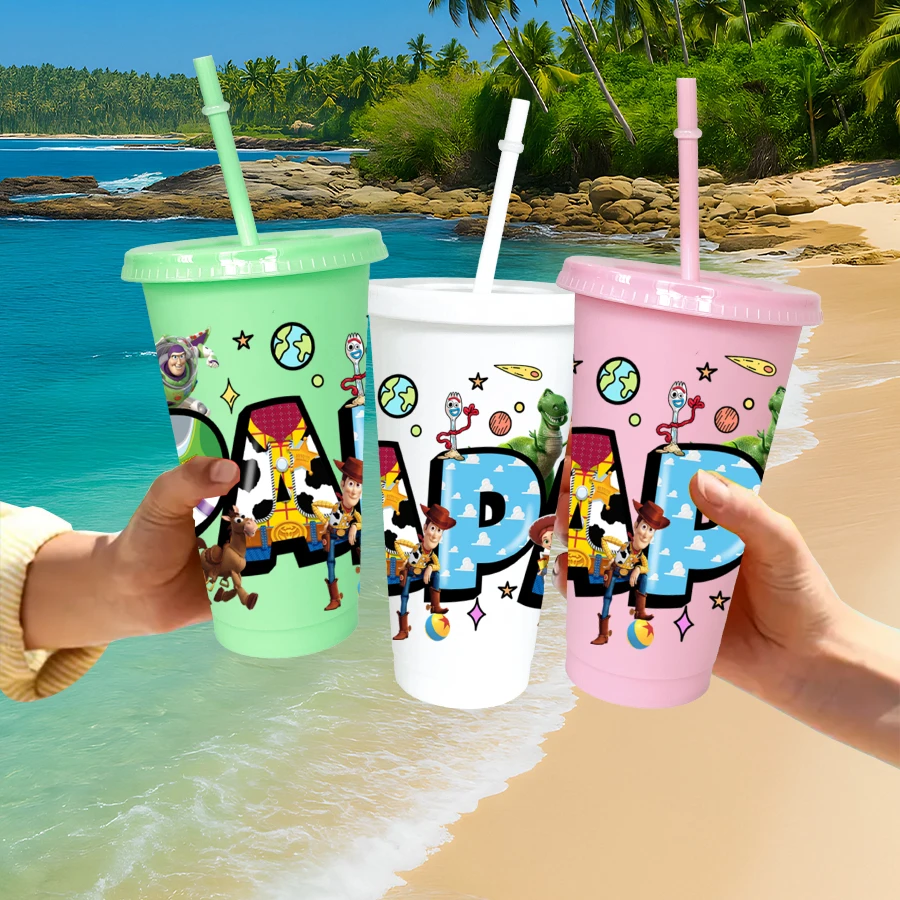 12 szt./opak. Disney, Toy Story, plastikowe kubki w kolorze denim, 770 ml, przybory do picia na przyjęcie urodzinowe, kubek na sok, kawę