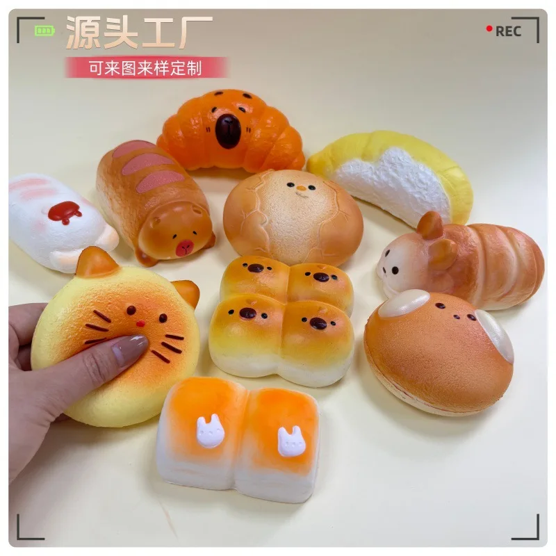 Simulation Cute Egg Cake Slow Rebound Squeeze Toy Soft And Squishy Capybara Bunny Bread Finger Sucking Stress Relief Fidget Toy