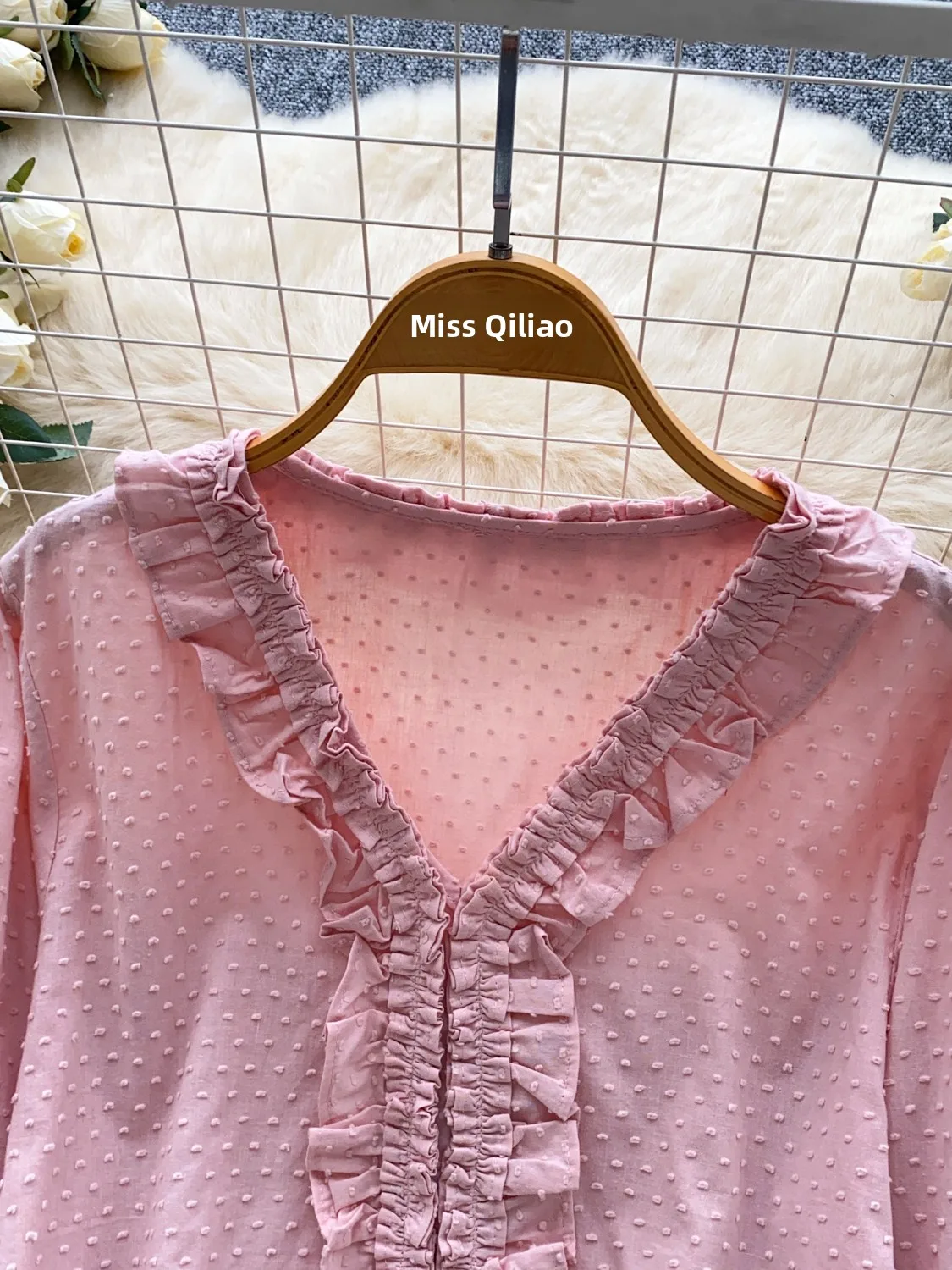 Sweet Gentle Sle V-Ne Long Sve محكم فضفاض المرأة irt الخريف Faion التخسيس طبقة أساسية تصميم خشبي علوي #2