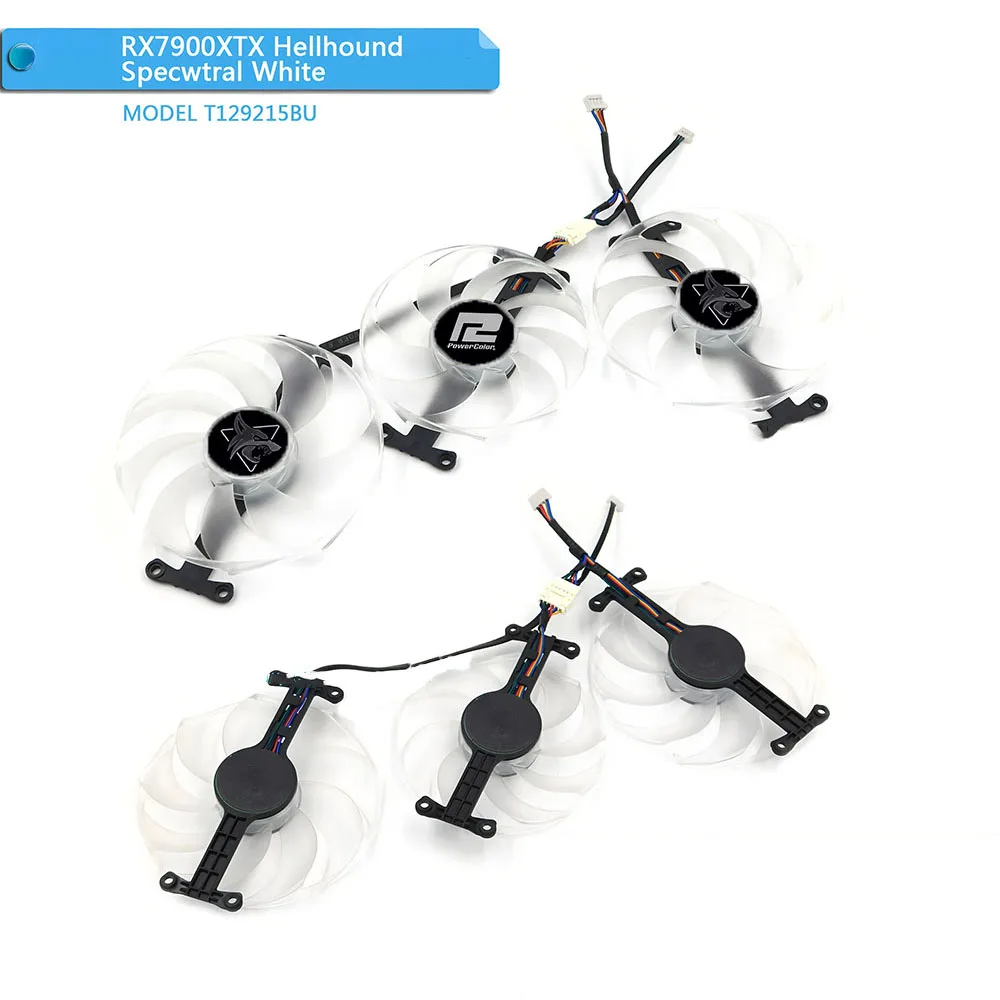 НОВЫЙ 4-контактный вентилятор для видеокарты RX7900XT для Powercolor RX 7900 XTX Hellhound Spectral White T 129215 Вентилятор охлаждения видеокарты BU