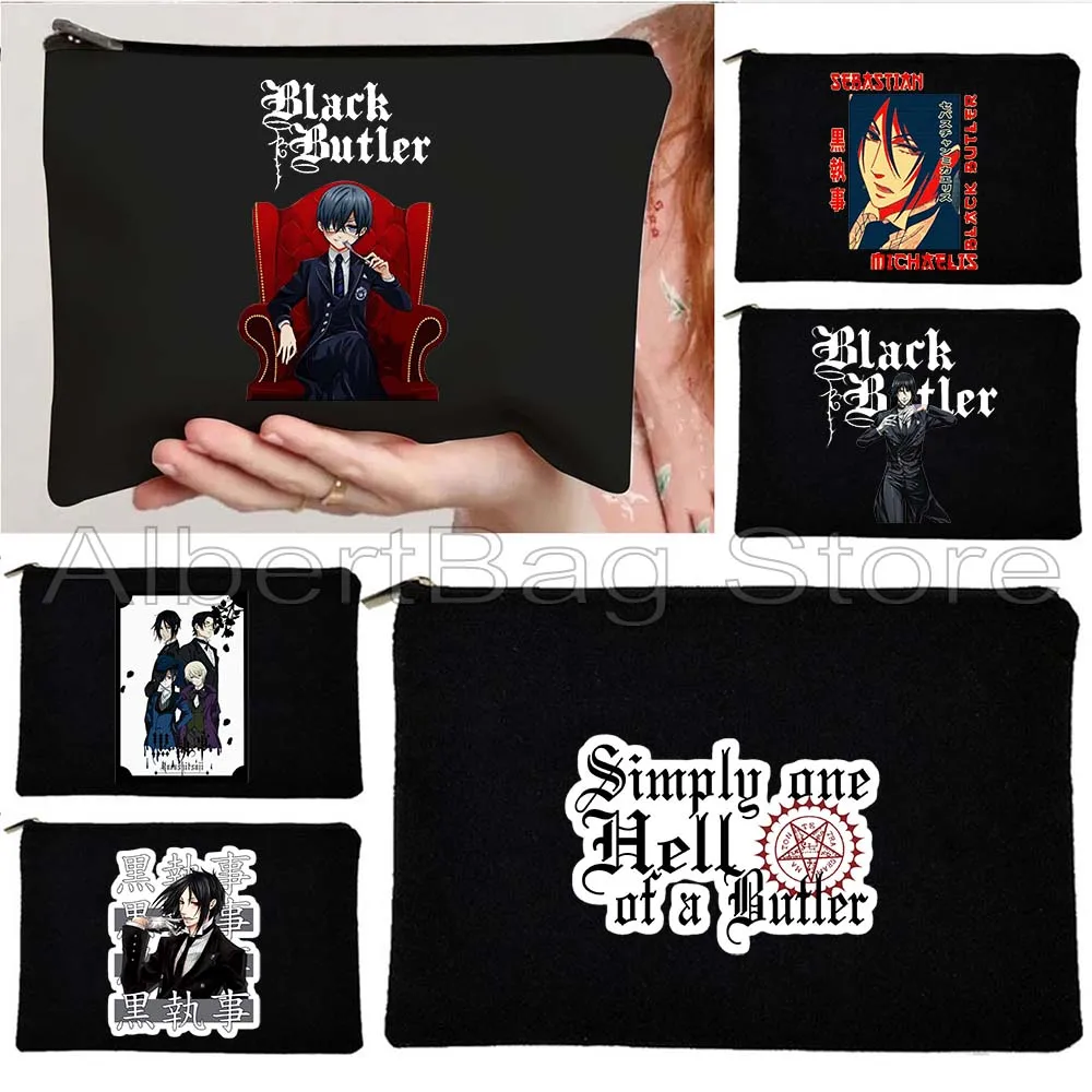 

Anime Sebastian Michaelis Japanese Black Butler Simply One Hell Of A Butler Canvas Cosmetic Makeup Toilet Bag Pencil Case Pouch
