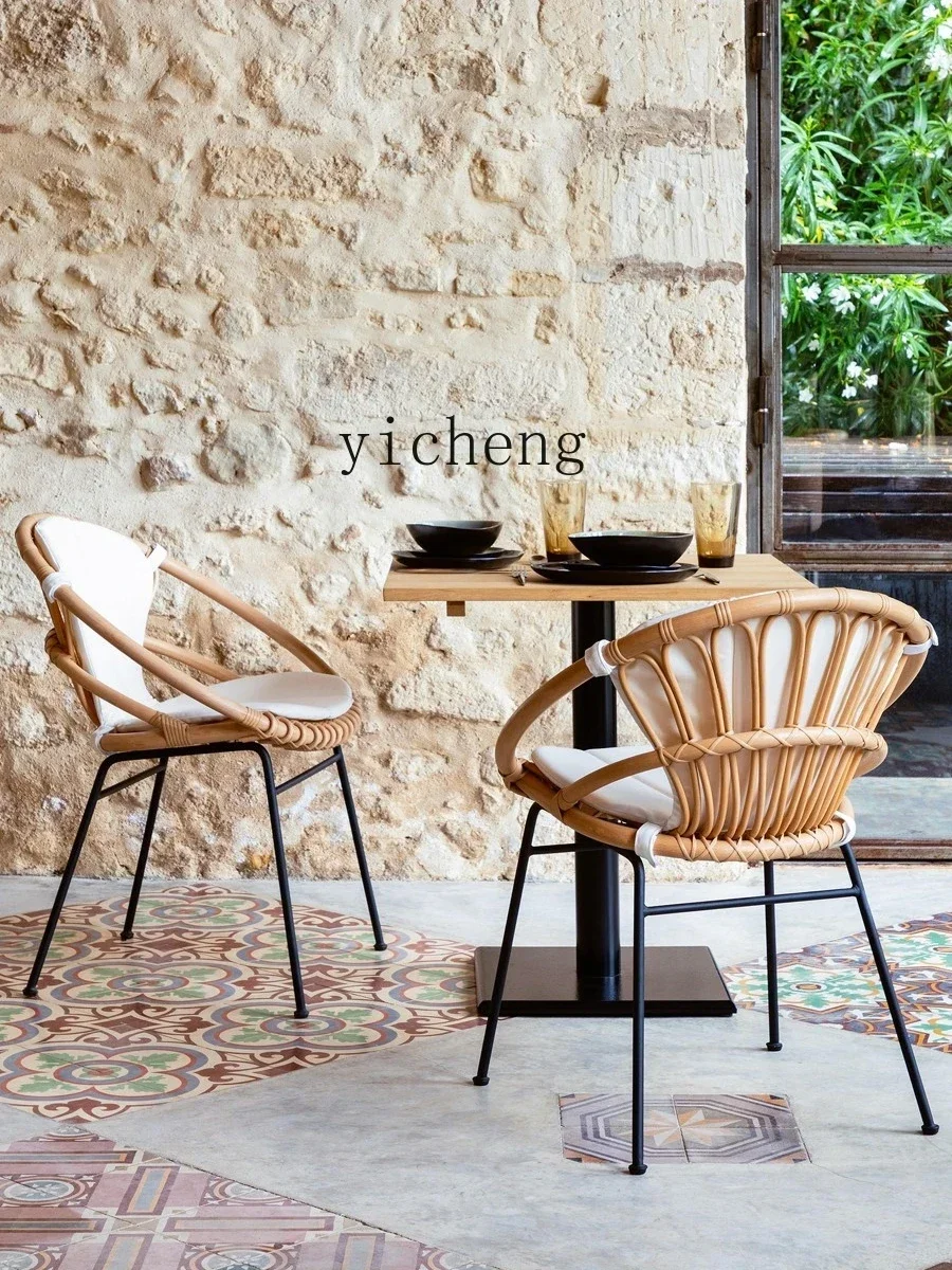 PP   Rattan Chair Courtyard Garden B & B Three-Piece Set Outdoor Tea Table Combination