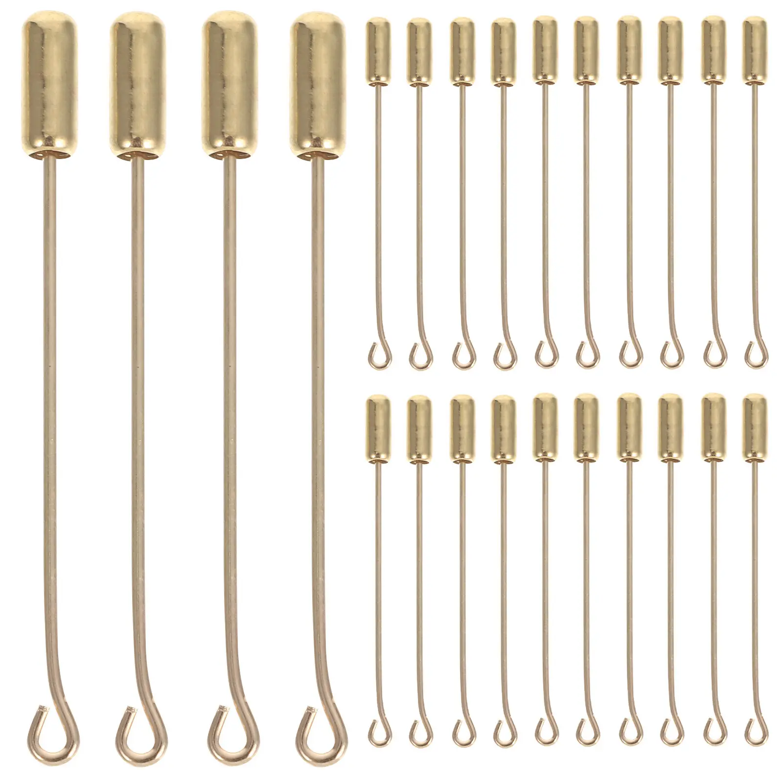 100 pcs Stainless Steel Brooch Pins for DIY Jewelry Making – Safety Pins with Secure End Cap for Hats, Scarves