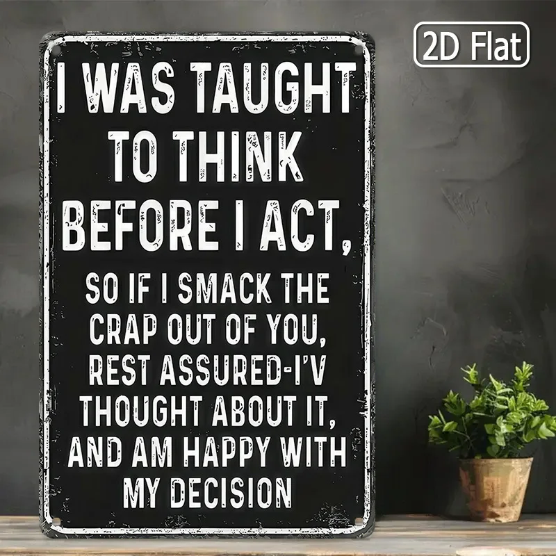 2D Flat Metal Wall Plaque – Funny Vintage 