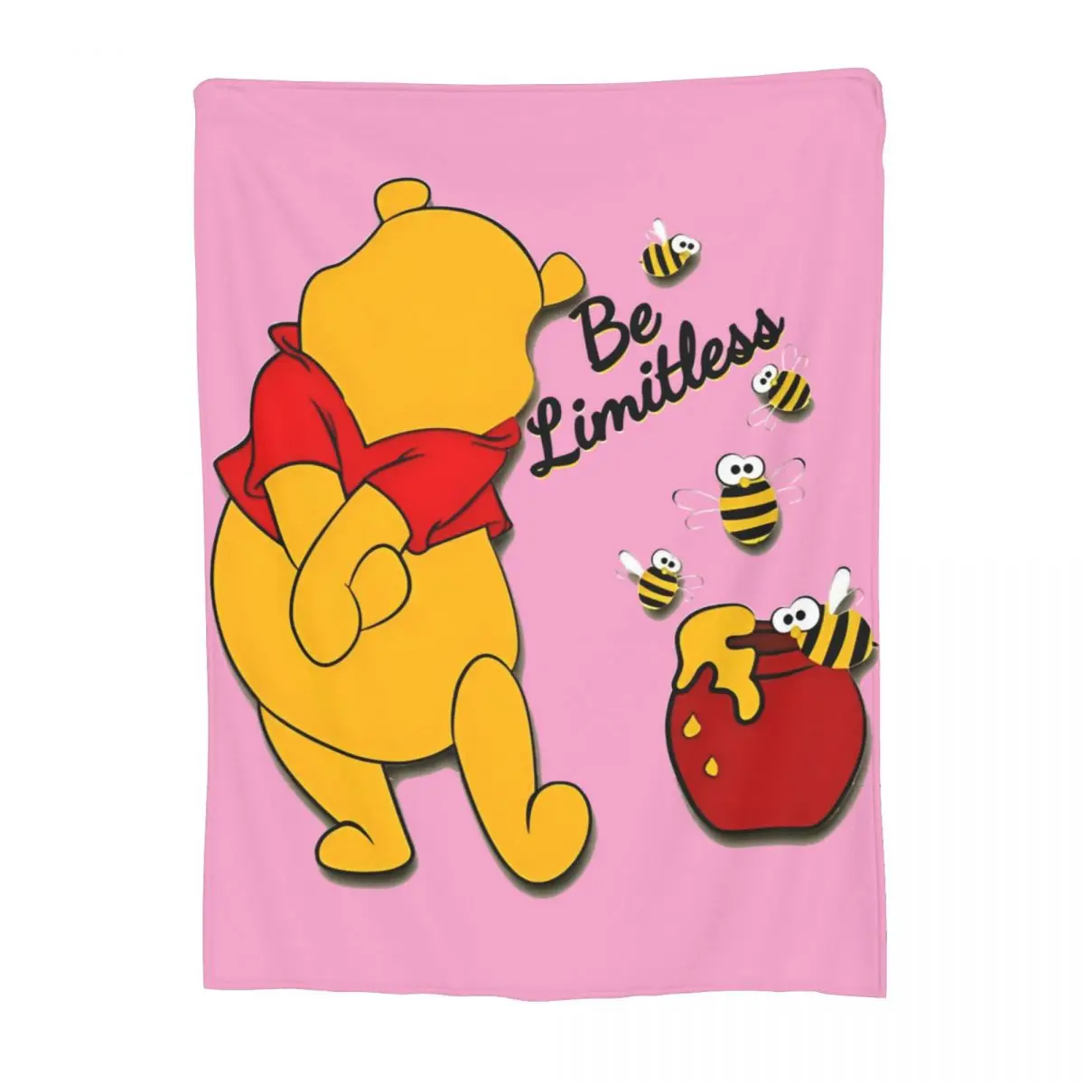 Anthropomorphic Teddy Bear Happy Blanket Cover Velvet Winnie The Pooh Soft Throw Blanket for Car Sofa Couch Bed Rug