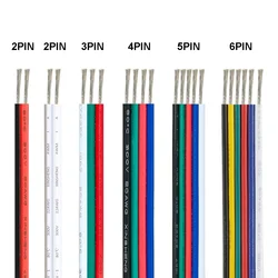 Câble de connexion LED 5-100m, 2/3/5/6 broches, rallonge RGB, WS2812B Pixels, SM JST