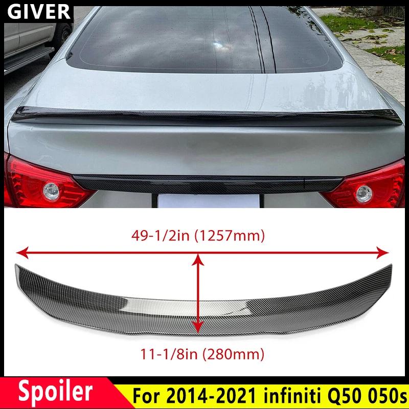 

For 2014-2021 Infiniti Q50 Q50S Sedan Carbon fiber pattern and black JDM PSM Style Rear trunk lid spoiler Body car Accessories