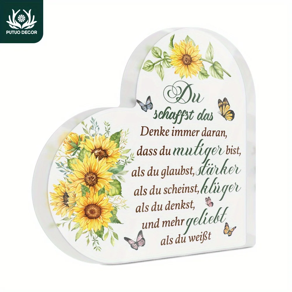 CIFBUY Acrylic Brave Heart Sign Inspirational Plaque Rustic Farmhouse Home Decor Living Room Bedroom Office Wall Decoration