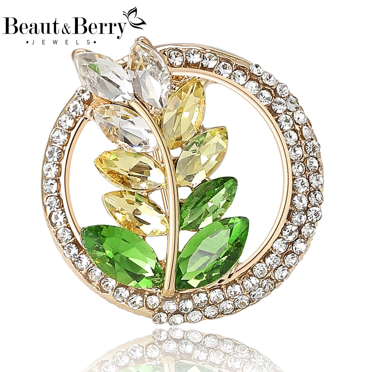 Beaut&Berry Luxury Rhinestone Ear of Wheat Brooches for Women Unisex Plant Pins Casual Party Jewelry Accessories Gift Decoration