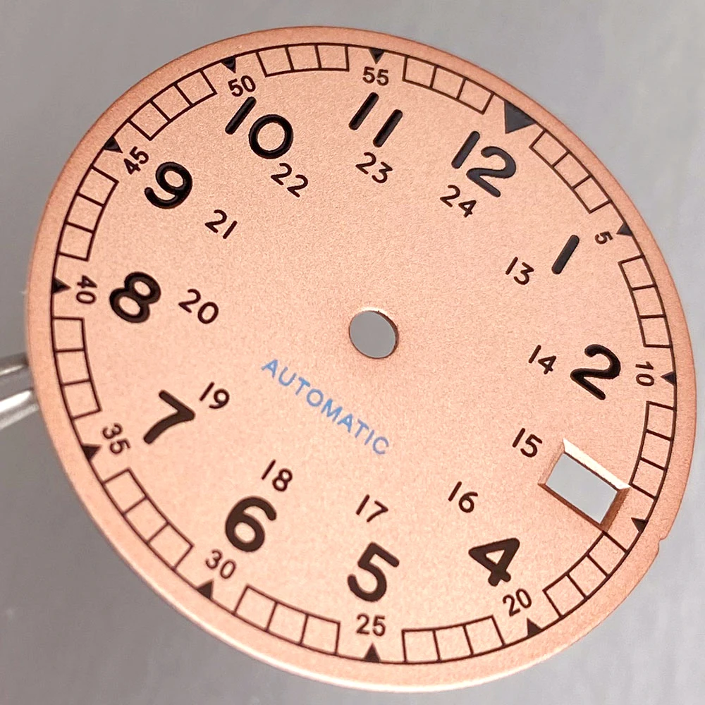 NH35A Uhr Ersatz Zifferblatt Pliot Zifferblatt für NH35 NH36 Automatische Männer Weiß Schwarz Lachs Zifferblätter Datum Fenster – Detail 5