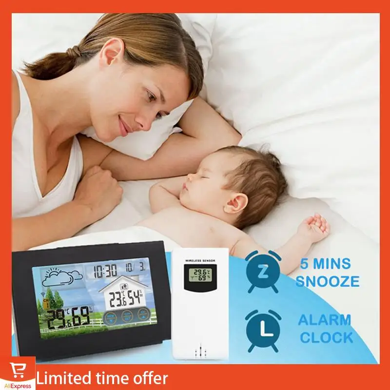 

Fresh With Sensor Color Touch Screen Alarm Clock Wireless Weather Station Forecast Indoor Outdoor Thermometer Hygrometer