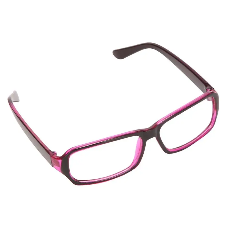 NEW-2X Plastic Full Rim Frame Clear Lens Glasses Spectacles Black Purple For Women Man