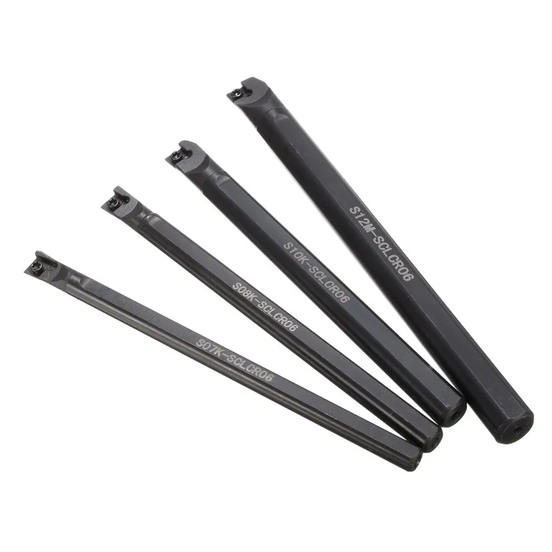 4 Set of 7/8/10/12mm SCLCR Lathe Boring Bar Turning Tool Holder +10Pcs CCMT 0602 Inserts Blades Machine Turning Tool Holder Set