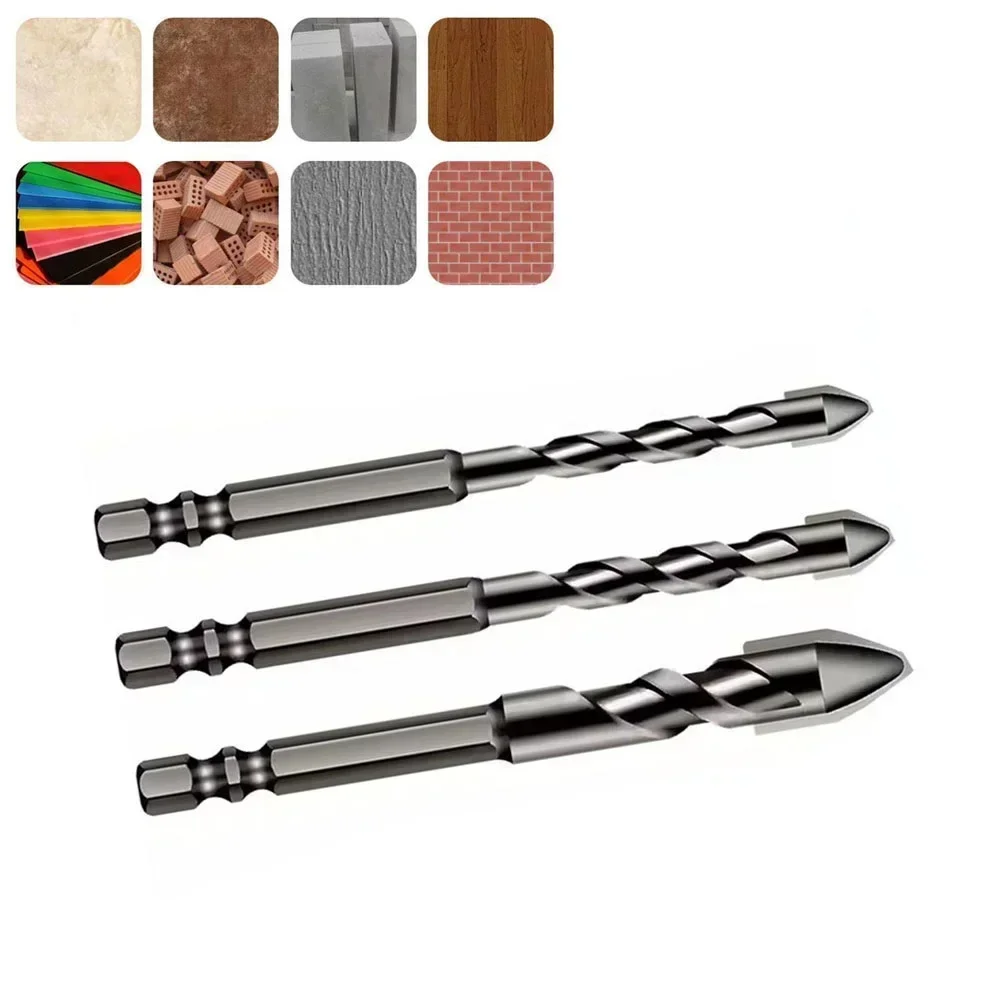 3pcs 6/8/10mm Multifunction Drill Bit Eccentric Drill Crooked Head Drill Glass Tile Ceramic Punching Triangular Drilling Tool