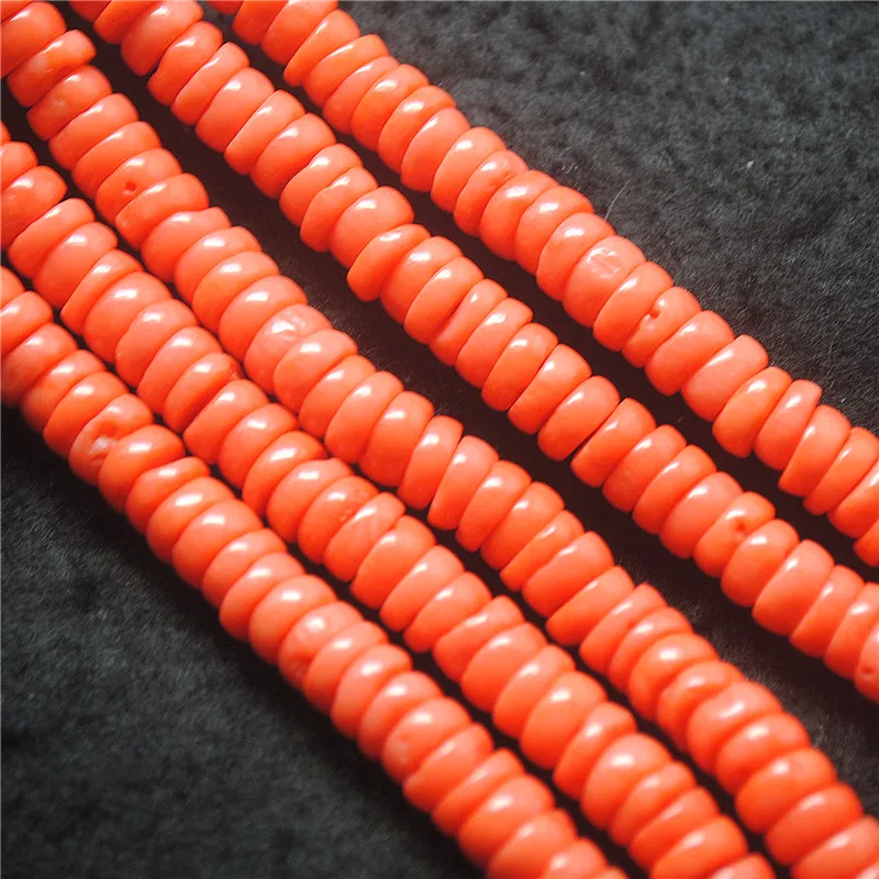 115PCS ORANGE CORAL STRANDS DISC SHAPE SIZE 3X8MM LOOSE BEADS DIY JEWELRY ACCESSORIES BEST CHOICES