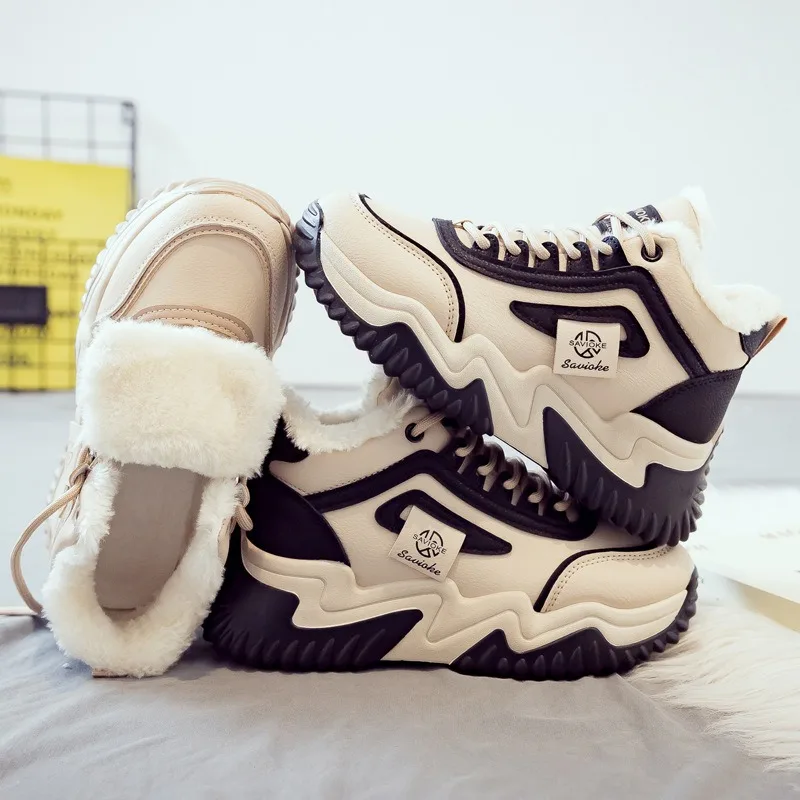 أحذية نسائية قطنية مع مخمل مضاف، عزل سميك، قمة عالية، أحذية أبي جديدة متعددة الاستخدامات لشتاء 2025 #4